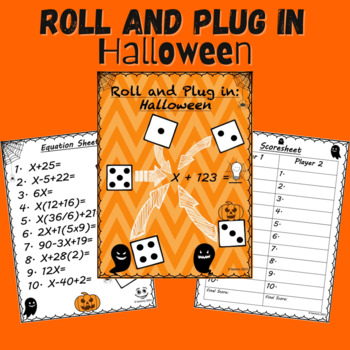 Preview of Halloween Substituting Variables Activity: 5th/6th Grade Math Game