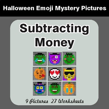 Halloween: Subtracting Money - Color-By-Number Math Mystery Pictures