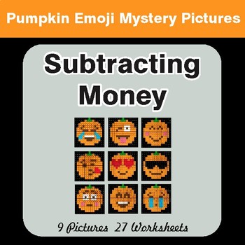 Halloween: Subtracting Money - Color-By-Number Math Mystery Pictures