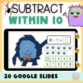 Halloween Subtracting Within 10 Google Slides Math Activity