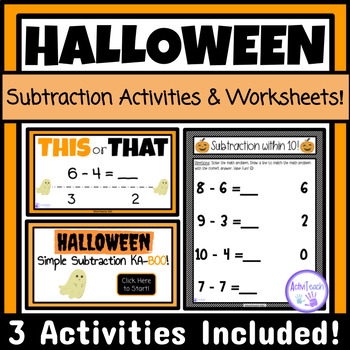 Halloween Subtraction Activities Worksheets Halloween Math Basic
