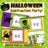 Halloween Subtraction Card Party and Worksheets