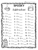 Halloween Subtraction Practice Worksheet Pack! - 3 Leveled