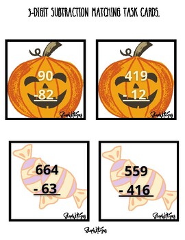 Preview of Halloween Subtraction Task Cards