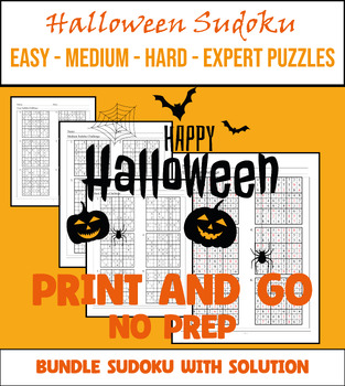 Preview of Halloween Sudoku Easy to Expert morning work critical thinking 300 puzzle Bundle