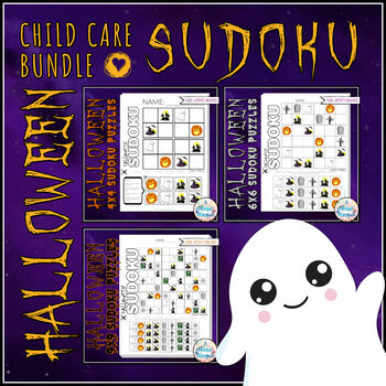 Jogo de lógica sudoku com elementos bonitos de halloween.