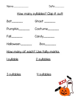 Halloween Syllable Practice by Engage Teach Repeat | TPT