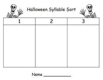 Preview of Halloween Syllable Sort
