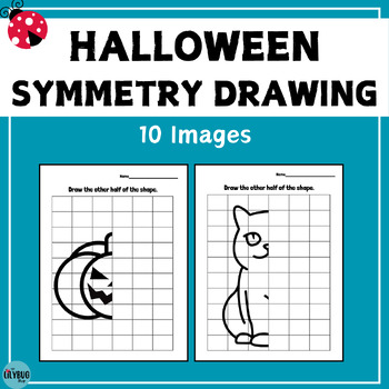 Preview of Halloween Symmetry Drawing // Halloween Symmetry Art with Grid Lines