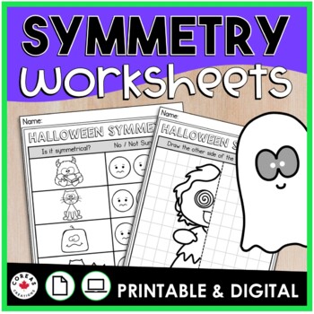 Preview of Halloween Symmetry Worksheets for Kindergarten