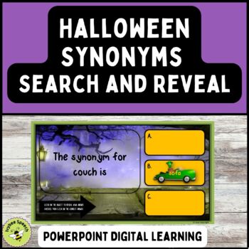 Preview of Halloween Synonyms Search and Reveal PowerPoint Game