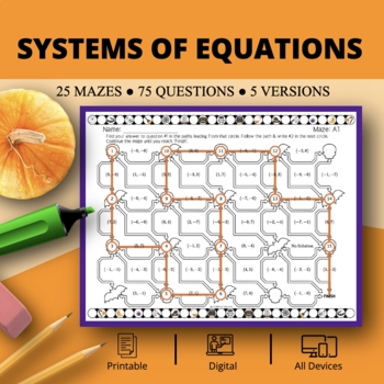 Preview of Halloween: Systems of Equations Maze Activity