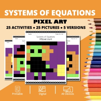 Preview of Halloween: Systems of Equations Pixel Art Activity
