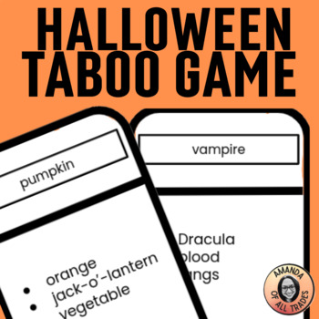 Preview of Halloween Taboo Mystery Word Guessing Game -- 18 Cards + Editable Template