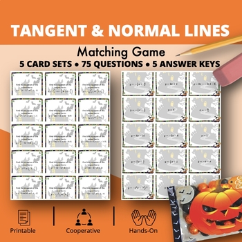 Preview of Halloween: Tangent & Normal Lines Math Matching Game