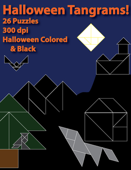 Preview of Halloween Tangrams - 26 puzzles