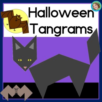 Preview of Halloween Tangram Puzzles | Printable Tangrams 2D Shapes Center | Hands on Math