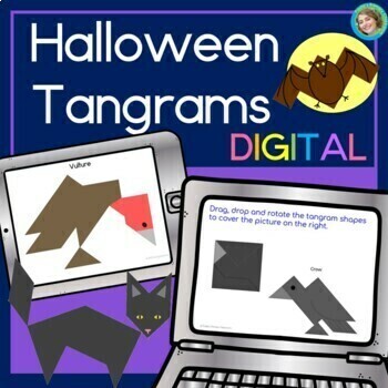 Preview of Halloween Tangrams Congruent 2D Shapes Math Puzzle Brain Teasers Digital Version