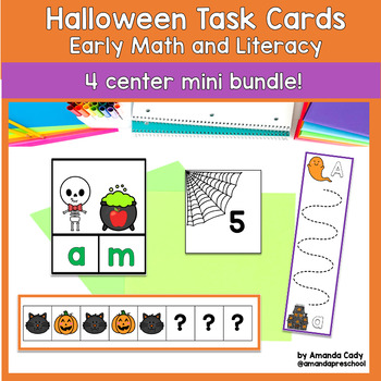 Preview of Halloween Task Card set- 4 center mini-bundle!