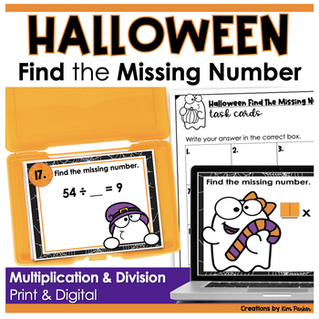 Preview of Halloween Task Cards 3rd Grade Find the Missing Number Multiply and Divide