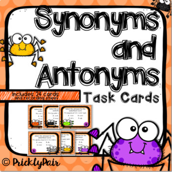 Preview of Halloween Task Cards Antonyms and Synonyms
