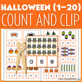 Halloween Task Cards Count and Clip (1-20), Halloween Pres