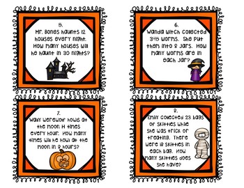 Halloween Task Cards - Multiplication and Division Word Problems