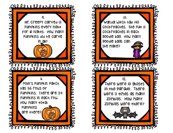 Halloween Task Cards - Multiplication and Division Word Problems