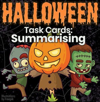 Preview of Halloween Task Cards: Summarizing