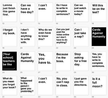 Halloween Teacher Costume Cards Against Humanity By Tracee Orman