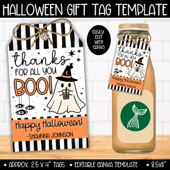 Preview of Halloween Teacher Staff Appreciation Gift Tag, Thank you Teachers Coffee Card