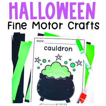 Preview of Halloween Tear Art + Fine Motor Crafts, October Fine Motor Journal Worksheets