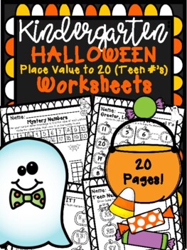 Preview of Halloween Teen Numbers (Place Value to 20) Worksheets (Kindergarten)