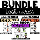 Halloween Telling Time Task Cards to the Hour Half Hour 5 