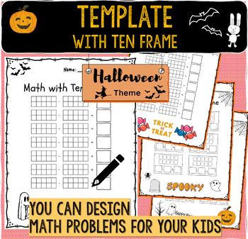 Preview of Halloween Template Addition And Subtraction With Ten Frames | For K-1st