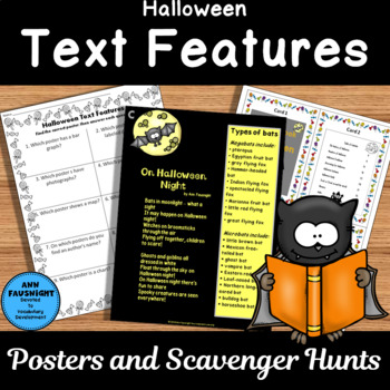 Preview of Halloween Text Features Posters and Scavenger Hunts