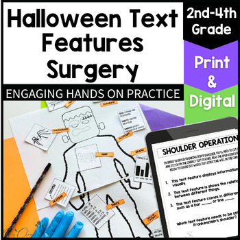 Preview of Halloween Text Features Surgery Activity Printable and Digital Included