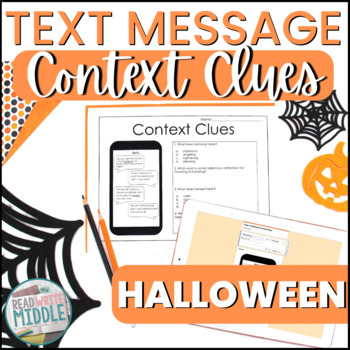 Preview of Halloween Text Message Context Clues Reading Activity