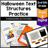 Halloween Text Structures Practice - Task Cards & Reading 