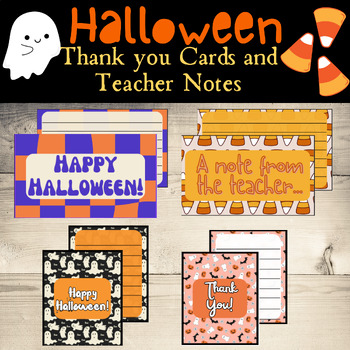 Preview of Halloween Thank You Cards and Notes From The Teacher