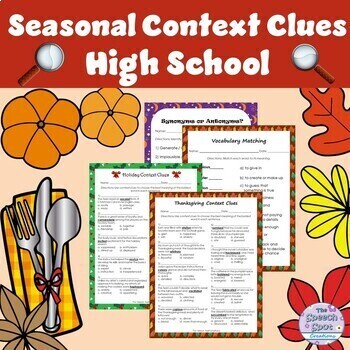 Preview of Seasonal/Holiday High School Vocabulary Context Clues Worksheets