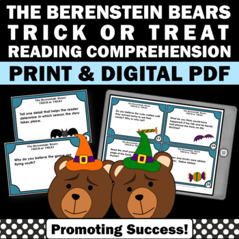 Preview of 2nd 3rd Grade Halloween Reading Comprehension The Berenstain Bears Guided Book