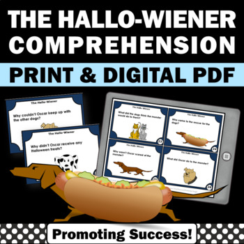 Preview of 1st 2nd Grade Halloween Reading Comprehension The Hallo-Wiener Book Companion