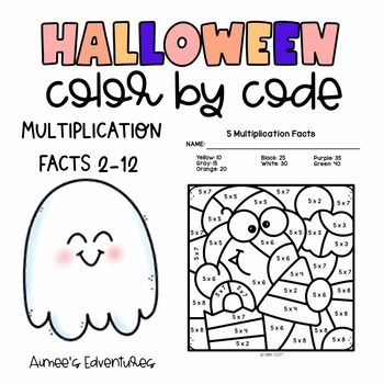 Preview of Halloween Theme Activity | Color By Code | Creative Math Game Worksheets