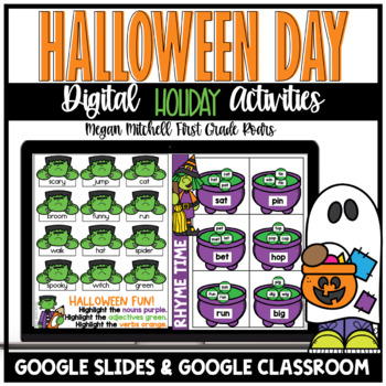 Preview of Halloween Theme Day Activities Classroom Party Google Slides