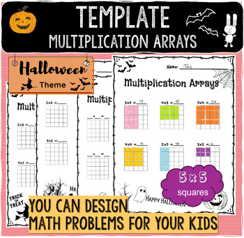 Preview of Halloween Theme Multiplication Arrays (5x5) Worksheet | Blank Grids (5x5)