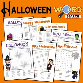 Preview of Halloween Theme Word Find Search Puzzle Sheets Day of the Dead, October Activity