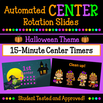 Preview of Halloween Themed Automated 15 Minute Centers Timer PPT