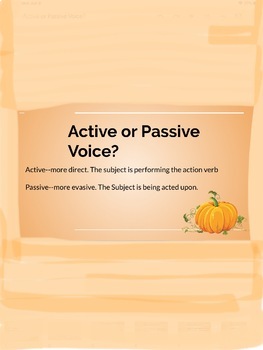 Preview of Halloween-Themed Active and Passive Voice lesson 