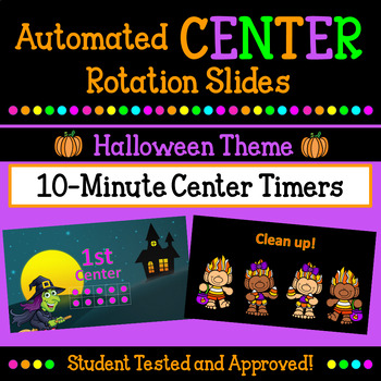 Preview of Halloween Themed Automated 10 Minute Centers Timer PPT